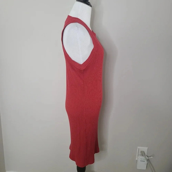Madewell Red Ribbed Sleeveless Tank Dress L - Picture 4 of 9